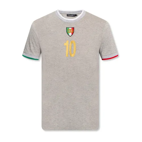 Dolce & Gabbana , Logo T-shirt for Men ,Gray male, Sizes: