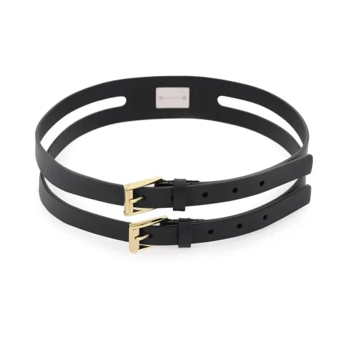 Dolce & Gabbana , Logo Tag Leather Belt with Double Buckle ,Black female, Sizes: