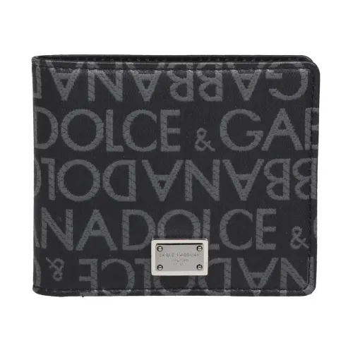 Dolce & Gabbana , Logoed Jacquard Fabric Wallet, Black/Grey ,Black male, Sizes: ONE SIZE