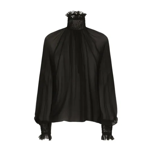 Dolce & Gabbana , Luxurious Silk Black Blouse ,Black female, Sizes: