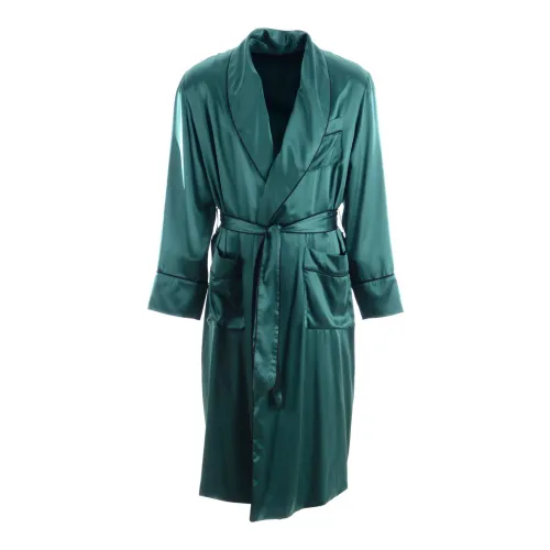Dolce & Gabbana , Luxury Silk Robe for Men ,Green male, Sizes: