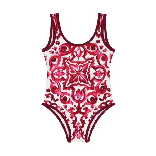 Dolce & Gabbana , Majolica Print Kids Swimsuit Pink ,Multicolor female, Sizes: