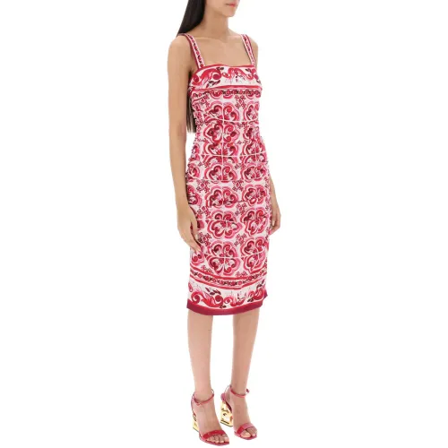 Dolce & Gabbana , Majolica Print Silk Mini Dress ,Multicolor female, Sizes: