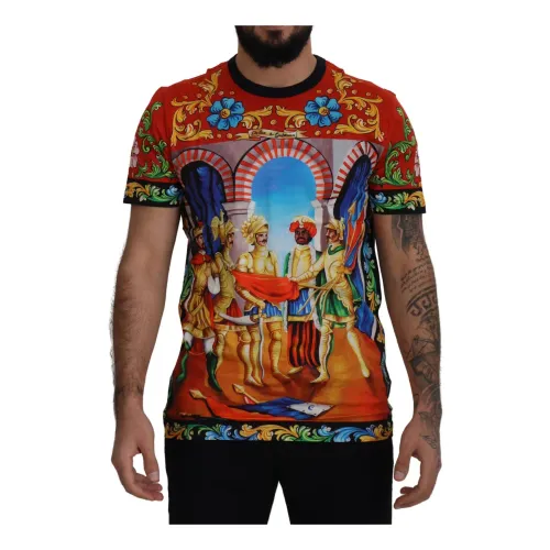 Dolce & Gabbana , Majolica Soldier Cotton Exclusive T-shirt ,Multicolor male, Sizes: