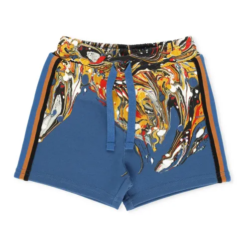 Dolce & Gabbana , Marbled Print Bermuda Shorts ,Blue male, Sizes: