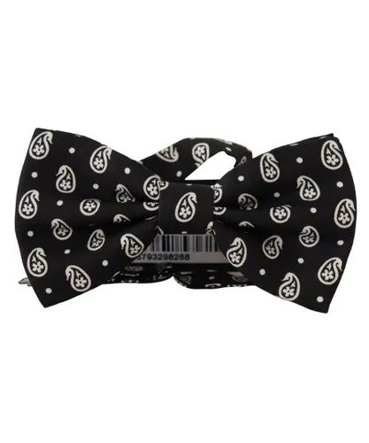 Dolce & Gabbana Mens Adjustable Fantasy Pattern Bow Tie - Black Silk - One