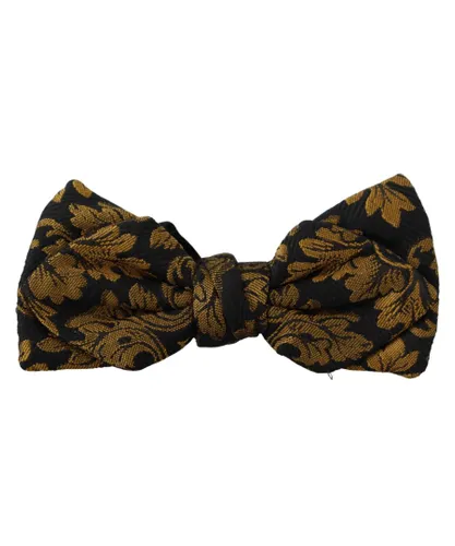 Dolce & Gabbana Mens Adjustable Neck Papillon Bow Tie - Black/Gold Silk - One