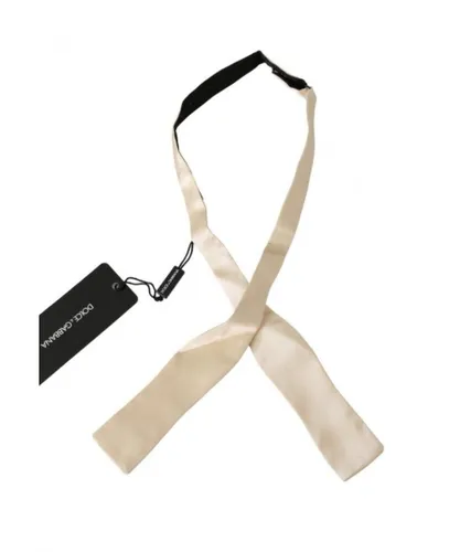 Dolce & Gabbana Mens Beige Slim Skinny Necktie 100% Silk Bowtie - One