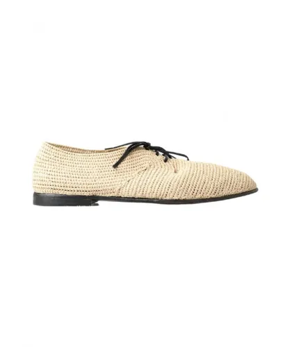 Dolce & Gabbana Mens Beige Woven Lace Up Casual Derby Shoes Viscose