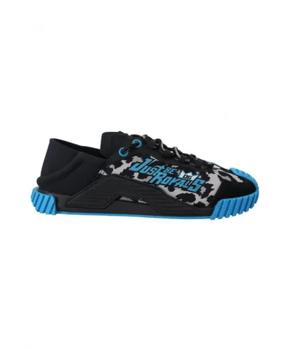 Dolce & Gabbana Mens Black Blue Fabric Lace Up NS1 Sneakers Calf Leather