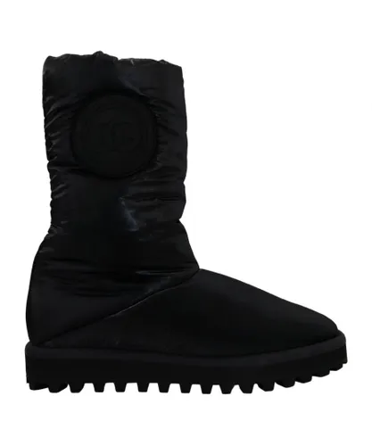 Dolce & Gabbana Mens Black Boots Padded Mid Calf Winter Shoes