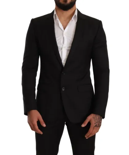 Dolce & Gabbana Mens Black Check MARTINI SLIM FIT 2 Piece Suit Wool