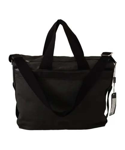 Dolce & Gabbana Mens Black Denim Leather Shoulder Strap Messenger Bag - One Size