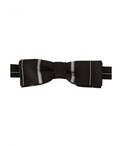 Dolce & Gabbana Mens Black Grey Lining 100% Silk Neck Papillon Tie - One