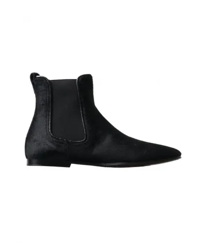 Dolce & Gabbana Mens Black Leather Chelsea Ankle Boots Shoes