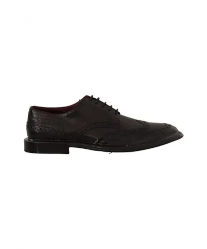 Dolce & Gabbana Mens Black Leather Oxford Wingtip Formal Derby Shoes Calfskin