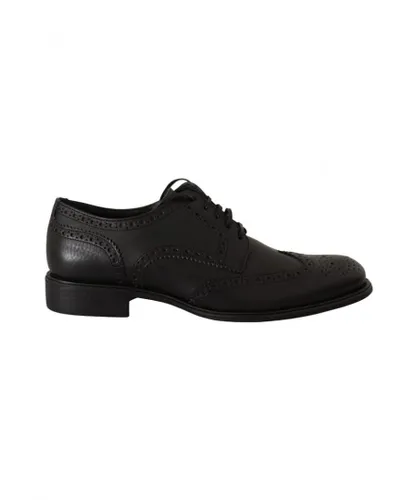 Dolce & Gabbana Mens Black Leather Oxford Wingtip Formal Dress Shoes