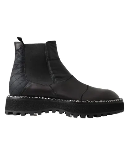 Dolce & Gabbana Mens Black Leather Slip on Stretch Boots