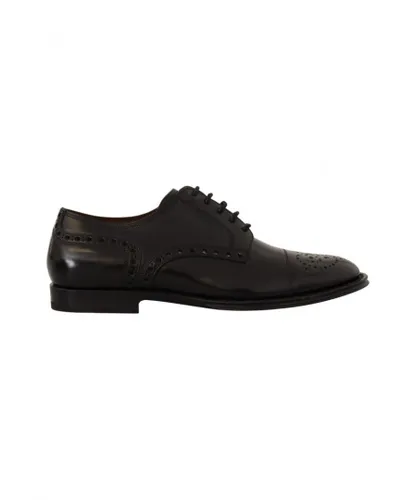 Dolce & Gabbana Mens Black Leather Wingtip Formal Derby Shoes