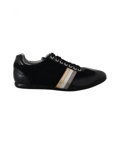 Dolce & Gabbana Mens Black Logo Leather Casual Scarpe Sneakers