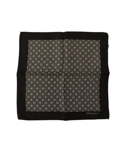 Dolce & Gabbana Mens Black Patterned DG Logo Square Handkerchief Scarf Silk - One