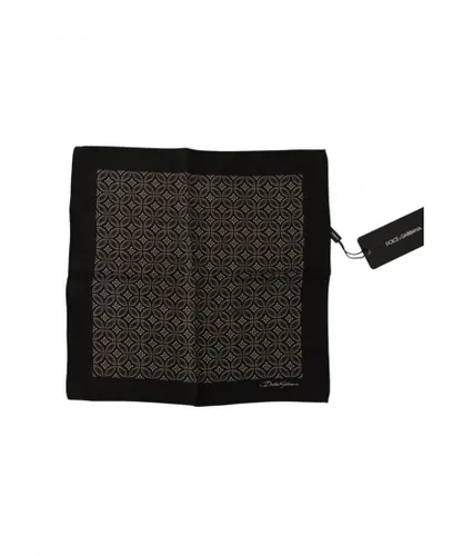 Dolce & Gabbana Mens Black Patterned DG Printed Square Handkerchief Scarf Silk - One