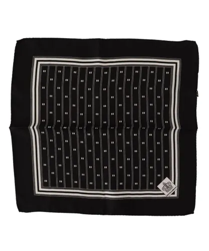 Dolce & Gabbana Mens Black Patterned Silk Square Handkerchief Scarf - One