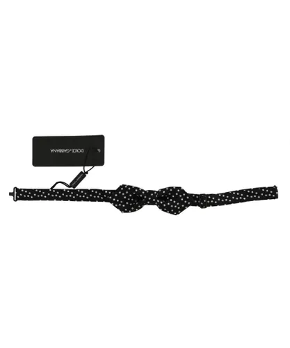 Dolce & Gabbana Mens Black Polka Dots Silk Adjustable Neck Papillon Men Bow Tie - Multicolour - One