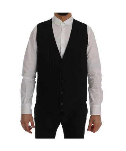 Dolce & Gabbana Mens Black STAFF Cotton Striped Vest - Grey