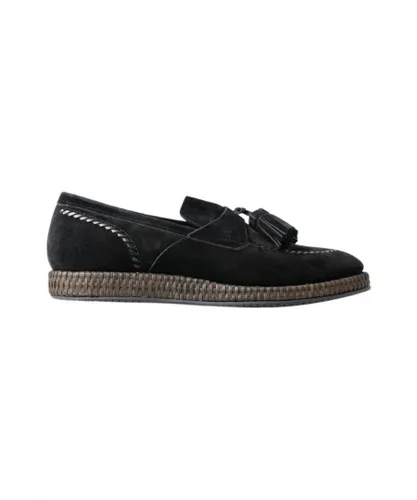 Dolce & Gabbana Mens Black Suede Leather Casual Espadrille Shoes