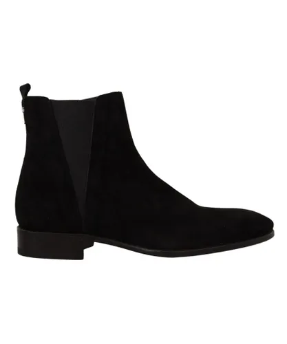 Dolce & Gabbana Mens Black Suede Leather Chelsea Boots Shoes