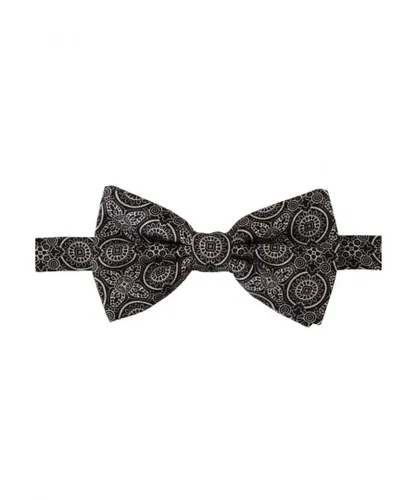 Dolce & Gabbana Mens Black white 100% Silk Adjustable Neck Papillon Tie - One