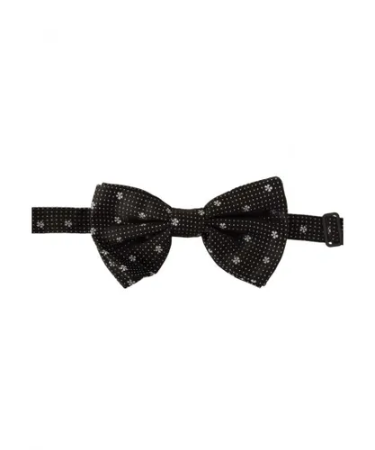 Dolce & Gabbana Mens Black White Polka Dots Silk Neck Papillon Tie - One