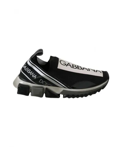 Dolce & Gabbana Mens Black White SORRENTO Sport Stretch Sneakers Elastane