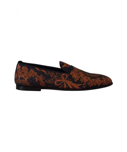 Dolce & Gabbana Mens Blue Rust Floral Slippers Loafers Shoes