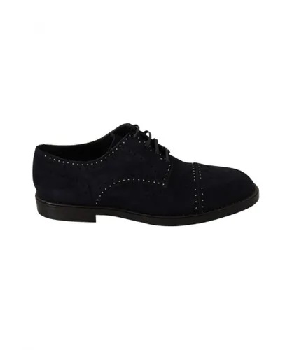 Dolce & Gabbana Mens Blue Suede Leather Derby Studded Shoes