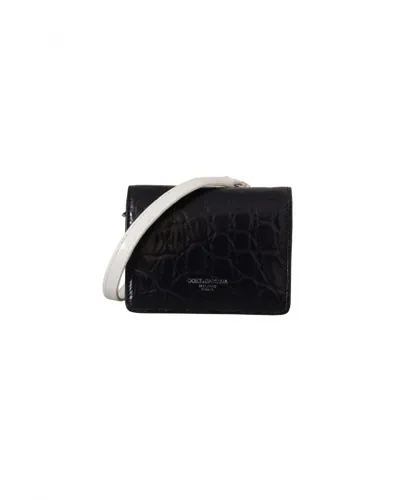 Dolce & Gabbana Mens Blue White Caiman Leather Strap Card Holder Wallet - One Size
