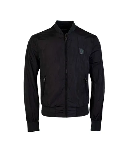 Dolce & Gabbana Mens Bomber Jacket with Zipped Closure - Black Polyamide