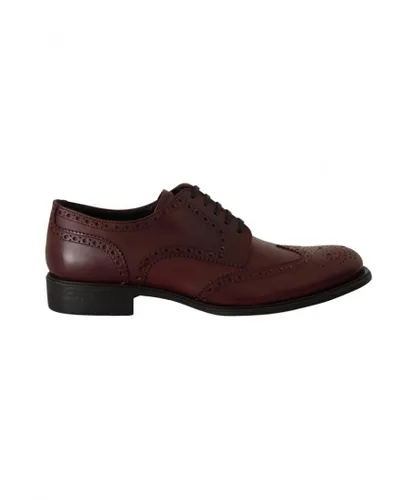 Dolce & Gabbana Mens Bordeaux Leather Oxford Wingtip Formal Shoes - Bordo