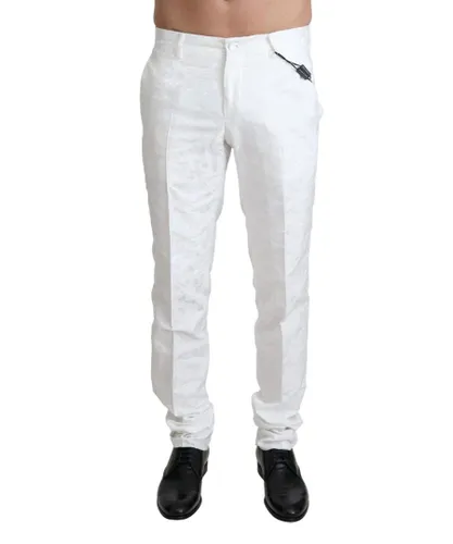 Dolce & Gabbana Mens Brocade Dress Pants - White