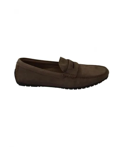 Dolce & Gabbana Mens Brown Leather Flat Slip On Mocassin Shoes