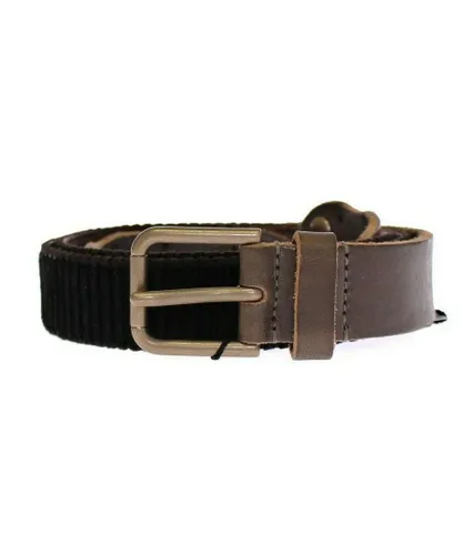 Dolce & Gabbana Mens Brown Leather Logo Cintura Gurtel Belt Cotton