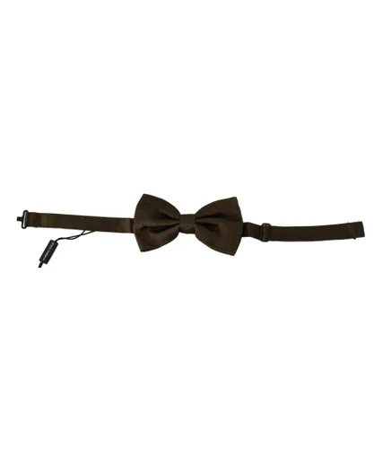 Dolce & Gabbana Mens Brown Polka Dot Silk Adjustable Bow Tie - One