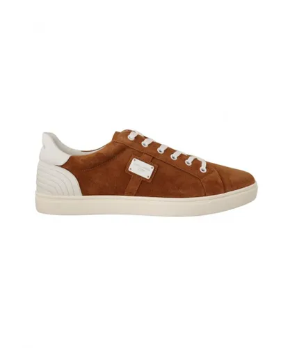 Dolce & Gabbana Mens Brown Suede Leather Low Tops Sneakers Shoes