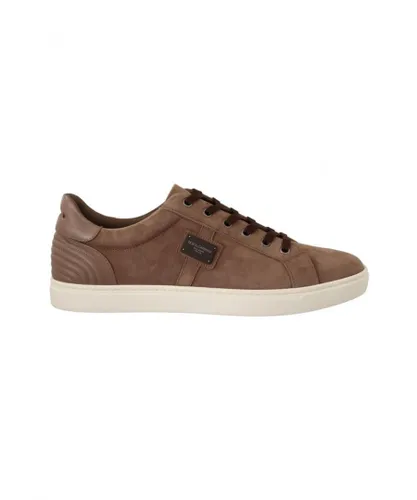 Dolce & Gabbana Mens Brown Suede Leather Sneakers Shoes