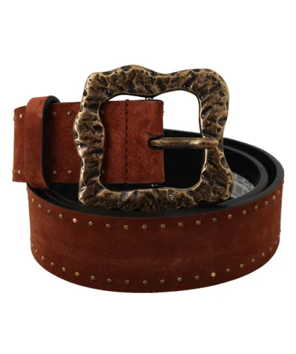 Dolce & Gabbana Mens Brown Suede Leather Studded Baroque Belt