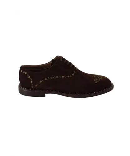 Dolce & Gabbana Mens Brown Suede Marsala Derby Studded Shoes Leather