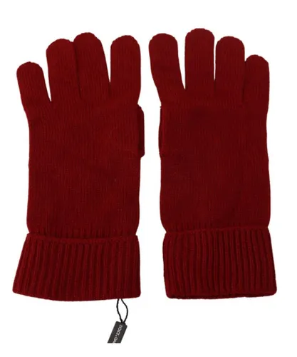 Dolce & Gabbana Mens Cashmere Knit Winter Gloves - Red