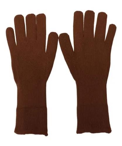 Dolce & Gabbana Mens Cashmere Knitted Hands Mitten Gloves - Brown