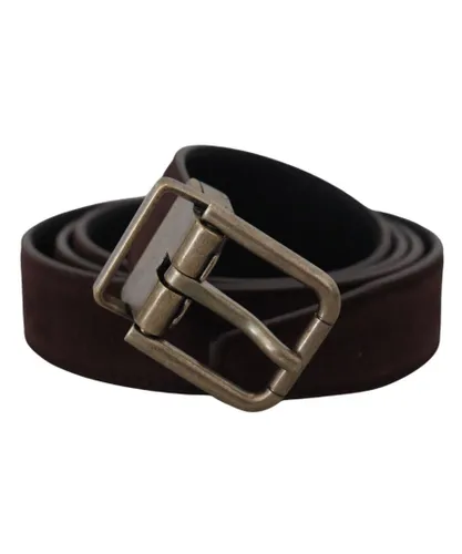 Dolce & Gabbana Mens Dark Brown Leather Antique Metal Buckle Belt